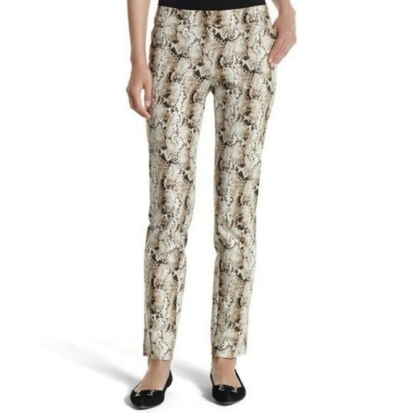 White House Black Market Slim Ankle City Pants Python Print  - Size 2 - Picture 1 of 13